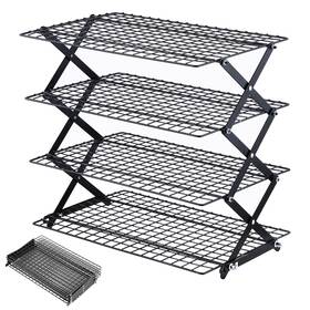 Pleafind 726208230499 4 Tier Collapsible Cooling Rack - 3 Setting Design Adjustable Stackable Ba