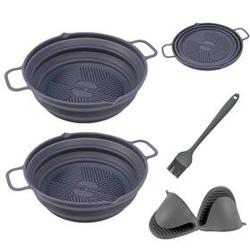Plvtnm 706511816542 2 Pcs 7.5 Inch Reusable Silicone Air Fryer Liners Foldable Basket Gloves Round
