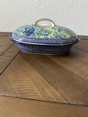 U4736 Polish Pottery Stoneware Unikat Lidded Baker