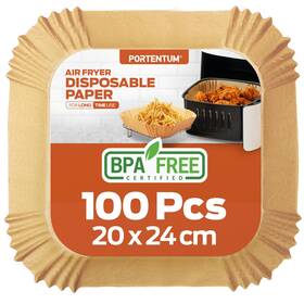 Portentum 437023106648 Air Fryer Baking Paper 100 Pieces Bpa Free 20-24 Cm Airfryer