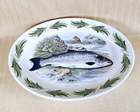 03042025b Portmeirion Complete Angler Largest Oval Baker 16 Inch Salmon With Fern Border