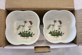 632790 Portmeirion Botanic Garden Set Of 2 Scalloped Shape Ramekins In Box