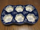 Ppp-sq-898722 Temptations Floral Lace Texas Muffins Pan Cobalt Blue Hand Painted