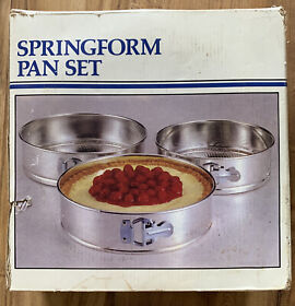 Progressive Springform Pan Set New In Box Of 3 Pans Made Tinned Steel