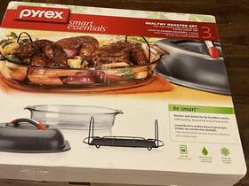 Pyrex 071160030978 Healty Roaster 4 Quart Healthy Rack Set Metal Lid Smart Essentials