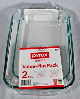 Pyrex 071160073173 New Sealed Basics Clear Oblong Glass Baking Dishes 2 Quart And 3 Qt Pyrex 071160073173 New Sealed Basics Clear Oblong Glass Baking Dishes 2 Quart And 3 Qt