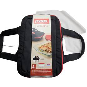13796563 Pyrex 4pc Portables Easy Grab Baking Dish Set Oven Safe Glass Case