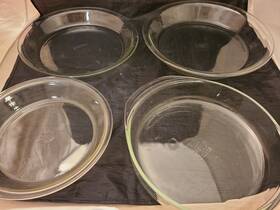 208-209-210-221 Pyrex 3 Lot Clear Glass Pie Plates Pans 208-209-210 Bonus Cake Pan Sz 8.5-10