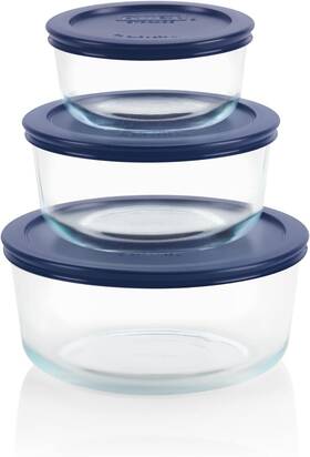 6010170 Pyrex Simply Store Glass Storage Set With Blue Lids - 6 Piece 6010170 Pyrex Simply Store Glass Storage Set With Blue Lids - 6 Piece