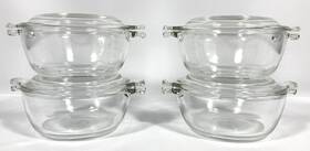 610-c Pyrex 680-c 4 10 Oz Mini Casserole Custard Bowl Dishes 018 With Lids Vtg Usa Euc