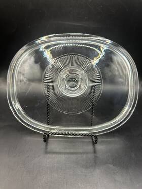 F12c-a Pyrex Oval Glass Replacement Lid Ribbed Only