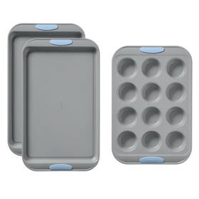 Px10030 Pyrex 3piece Metal Cookie And Muffin Sheet Bakeware Set Lightweight Stainless Px10030 Pyrex 3piece Metal Cookie And Muffin Sheet Bakeware Set Lightweight Stainless