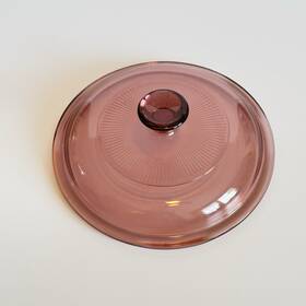 V-135-c Pyrex Vintage Cranberry Glass Lid 7 Inch Replacement Casserole Cover