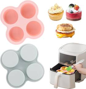 17287048255217 Qkds Reusable Silicone Air Fryer Egg Mold 2 Pcs 4 Cavity Non-stick Baking