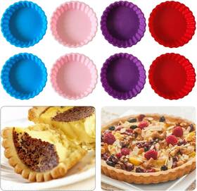 17321769355974 Qkds Silicone Quiche Pan 8 Pack Tart And Pie Molds Round 4 Inch Non-stick