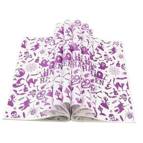 Qt035 Qtwh 100pcs Halloween Wax Paper Sheet Ghost Skull Pumpkin Spiderweb Parchment Purple