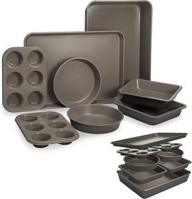 Quantumcraft Premium Grade 741393000696 All-in-one Nonstick Bakeware Set Stackable Design 8-piece Graphite The Is