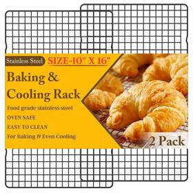 Qukaka 746626495836 2pcs Cooling Racks For Cooking And Baking - 10 Inch X16 Heavy Duty Stainless Steel