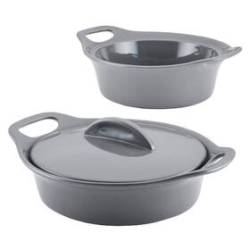 48424 Rachael Ray 3-piece Dark Gray Ceramic Bakeware Set