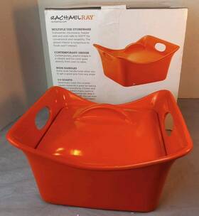 53935 Rachael Ray Rachel Cassersquare Stoneware Orange Rectangular Covered 3.5 Quart