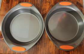 54073 Rachael Ray #54073 2 Oven Round Non-stick Baking Cake Pans 9 Inches Gray And Orange