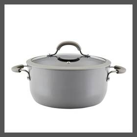 86002266 Rachael Ray 2pc Aluminum Glass Dutch Oven Casserole Dish Set 400f 5qt