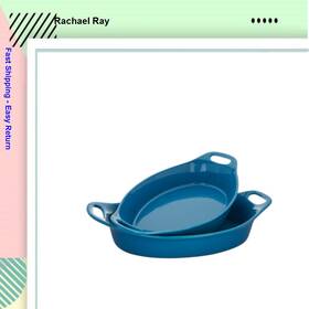 K46827 Rachael Ray 2-piece Oval Stoneware Large Set. 2.48- Quart And 3.25- Turquise K46827 Rachael Ray 2-piece Oval Stoneware Large Set. 2.48- Quart And 3.25- Turquise