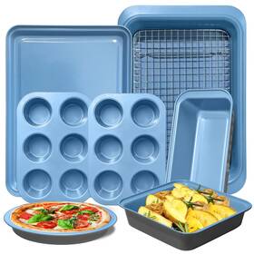 Jscp4c Ravisingridge Baking Pans Set With Nonstick Coating Ultrathick Professional 8piece Bicolor Pan