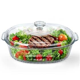 Blw112 Reasmi Reasim 2.8l/3 Quart Glass Casserole Baking Dish With Lid Large Oval Casser Blw112 Reasmi Reasim 2.8l/3 Quart Glass Casserole Baking Dish With Lid Large Oval Casser