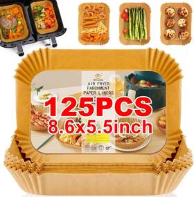 S-liners-125p-8 Reluie 125pcs Disposable Air Fryer Liners 8 Inch Non-stick Parchment Paper For 5-8qt