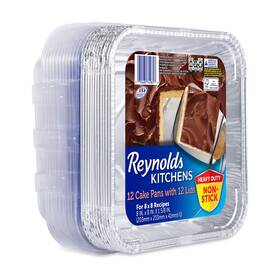 990313842 Reynolds Kitchens Aluminum 8 Inch X Cake Pans With Lids 12 Count