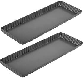 Lo0002 Richsc-pan Rinch-pan Rectangular Tart 2 Pcs 14 Inch Long Non-stick With Removable Loose