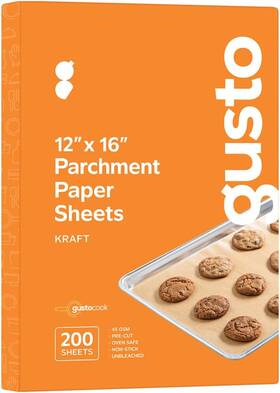 Rikkel Corp. 445037268284 Gusto 12 X 16 Inch - 200 Count Pre-cut Parchment Paper Baking Sheets Non-stick Rikkel Corp. 445037268284 Gusto 12 X 16 Inch - 200 Count Pre-cut Parchment Paper Baking Sheets Non-stick