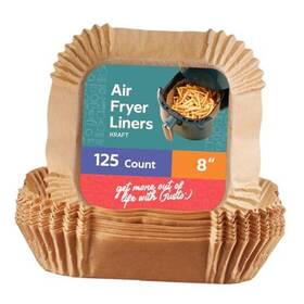 Rikkel Corp. 810085794660 125 Count Square Air Fryer Liners Disposable - Non-stick Oil And 8 Inch