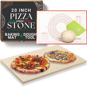 Ritual Life 653466224086 Large Pizza Stone For Oven 20 Inch - Baking Bread With Mat