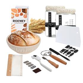 Tm0009-01 Roemey 2 Pack 1000ml Sourdough Starter Kit Jar With 9 Inch Round Brea