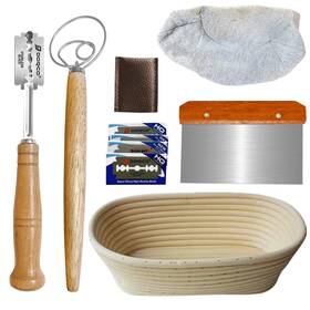 Roesha 639114150594 10inch Oval Banneton Proofing Basket Set Bread Baking Kit Dough Scraper Bre