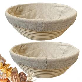 Roesha 739601487216 9 Inch Round Bread Banneton Proofing Basket Baking Kit With Dough Scraper An