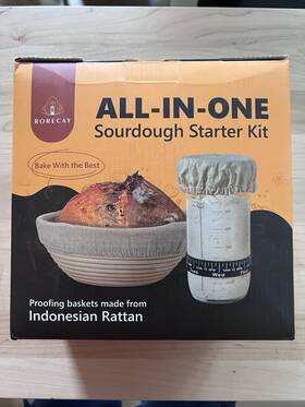 Fn0126049 Rorecay Indonesian Rattan 9 Inch Banneton And 750ml Sourdough Starter Jar Set