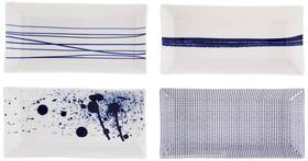 Royal Doulton 793842241013 Pacific Mixed Patterns Rectangular Dish Set Of 4 Blue/white 9.4 Inch