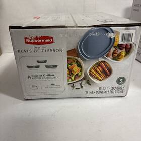 88147931 Rubbermaid Duralite Glass Bakeware 5pc Baking Dish Set With Shadow Blue Lids