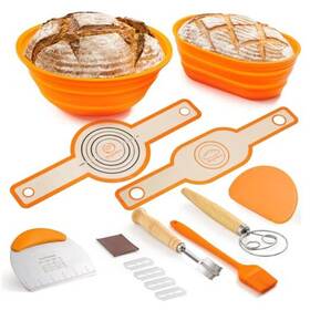 Usbpb-sl02 Ruixinlong Silicone Banneton Bread Proofing Baskets 10 Inch Oval And 9 Round Foldable