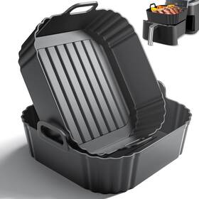 Sactercon 726374685697 8.5 Inch Square Silicone Air Fryer Liners 2 Pack 5-6.5qt Black Sactercon 726374685697 8.5 Inch Square Silicone Air Fryer Liners 2 Pack 5-6.5qt Black