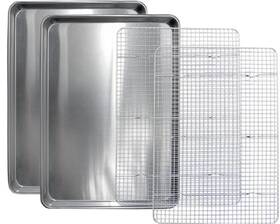 Saffron & Sage Home Living 786899914221 Commercial Quality 2 Pack Cookie Sheet And Rack - Aluminum Half Baking Pan Saffron & Sage Home Living 786899914221 Commercial Quality 2 Pack Cookie Sheet And Rack - Aluminum Half Baking Pan