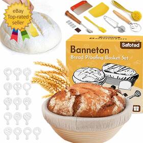 Bbpb01 Safotad Banneton Bread Proofing Basket Sourdough Starter Kit 9 Inch Round
