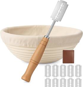 Saint Germain Bakery 445019157124 Round Banneton Proofing Basket And Bread Lame Set 9 Inch