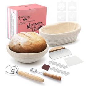 Saint Germain Bakery 850028985175 Premium Round Bread Banneton Basket With Liner - Perfect Saint Germain Bakery 850028985175 Premium Round Bread Banneton Basket With Liner - Perfect