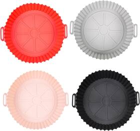 Sn-01 Samnate 4pcs Round Air Fryer Liners - Reusable Silicone Pink Black Red Grey