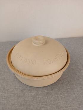 1994sassafras Sassafras Vtg Usa Superstone Potato Roaster Lidded Baking Dish 7.5 Inch X 4