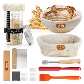 2022101 Savvack Sourdough Bread Baking Supplies 16 Pcs Banneton Proofing Basket Kit W